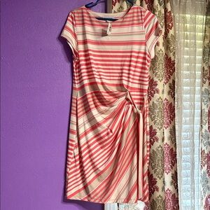 Shelby & Palmer Red and Cream Striped Dress